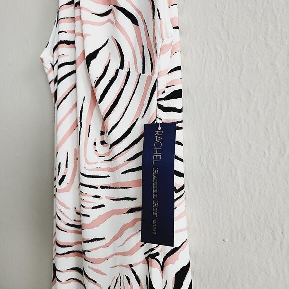 NEW Rachel Roy Cierra Pink Black Zebra Animal Print Abstract Jersey Maxi Dress - Picture 5 of 8
